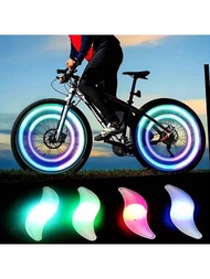 自行車輻射燈,mtb車7色變換車輪閥幹帽燈,s型設計鋼絲燈