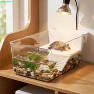 QIRVEN Turtle Tank, Transparent Plastic Reptile Terrarium, Habitat Box with Climbing Spot Basking Ar