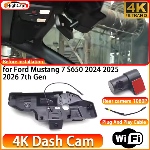 HighCam for Ford Mustang 7 S650 2024 2025 2026 7th Gen OEM 4K DVR Dash Cam Front Rear Camera WiFi Vi