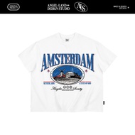 Boxy AMSTERDAM WHITE Angelic Society T-shirt, genuine Angel Land Design Studio boxy shirt