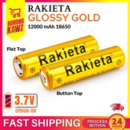 RAKIETA GLOSSY GOLD Bateri Boleh Cas Semula 18650 3.7V Flat Top / Button Top Rechargeable Battery 12