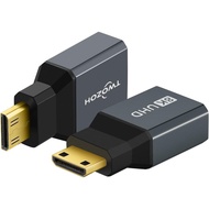 Twozoh 8K Mini HDMI Adapter (2-Pack), 2.1 Mini HDMI Male to Standard HDMI Female Adapter Convertor S