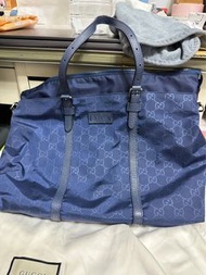 古馳尼龍托特包-藍 《Gucci Vintage - GG Nylon Travel Bag - Blue》
