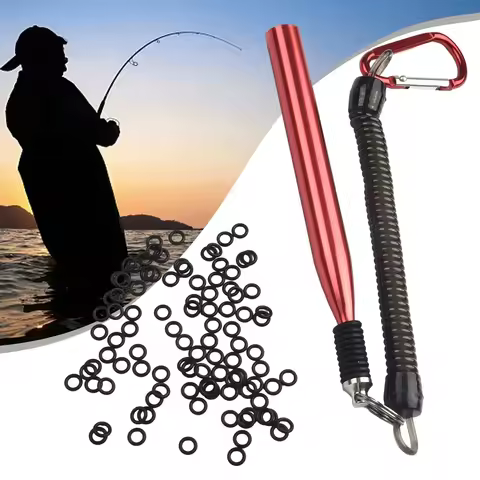 Wacky Worm Rig Tool With Carabiner 100Pcs O Rings Kits 6mm Senko O Ring Tool For Soft Baits Lures Fi