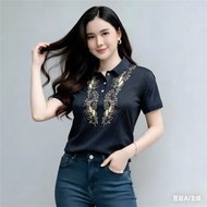 Women's Retro Modern Barong | Filipino Ethnic Print Lightweight Comfortable Polo Modern Barong Teach