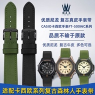 Suitable for CASIO CASIO Forester Retro Forester Watch FT-500WC Nylon Genuine Leather Watch Strap