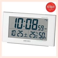 Seiko clock, table clock, alarm clock, radio digital calendar, comfort level, temperature and humidity display 01: White pearl Body size: 8.5×14.8×5.3cm BC402W