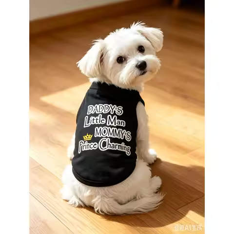 Boy Dog Cotton Shirt Pet Cute Tank Top Cat Black Outfit Rabbit Funny Clothes - Daddy's Man Mommy's P