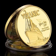 UK Titanic Ship Gold-Plated Commemorative Coins Collectible Coins Gilding Coins Commemorative Medals