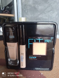 PROMO  Make Up Set 3in1  Maybelline Fit Me Bedak + Foundation + Concealer Stick Make Up Set Lengkap 