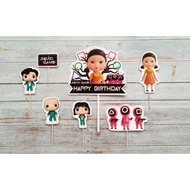 hiasan kue ulang tahun nasi tumpeng cake topper karakter squid game