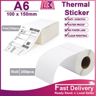 Ready Stock 350/500Pcs Roll Fold A6 Waybill Thermal Paper Airway Bill Shipping Label Consignment Note Sticker 100*150mm