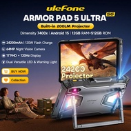 Ulefone Armor Pad 5 Ultra 5G Rugged Tablet Portable Projector 200LM 24200 mAh 120W Up to 12GB +512GB