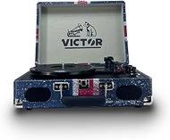 Victor Metro Plus Battery-Powered Bluetooth Suitcase Turntable | 3-Speed Vinyl Record Player with Bu