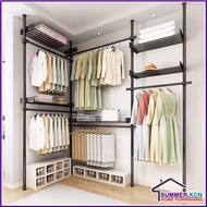 Height Adjustable Metal Pole Clothes Rack Drying Rack Laundry Rack Bedroom Living Room Tension Clothes Storage Organizer Rack - Floor-to-ceiling