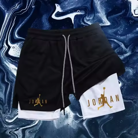 Men's sports shorts, seasonal sportswear, 2-in-1 double-layer tight shorts, sports shorts