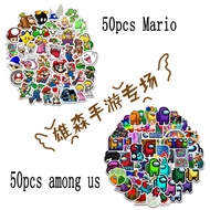 50 Sheets Mario/among us Vinyl Graffiti Stickers Unique Computer Guitar Skateboard Mobile Phone Car 