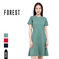Forest Blaus Perempuan | Forest Ladies Short Sleeve Cotton Blouse Dress - 885021