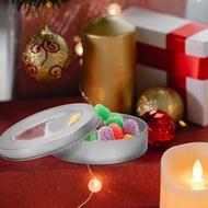 4 Pcs Cookie Boxes Window Tin Can Cake Tins with Lids Jar Christmas Container Tinplate Candy Empty  