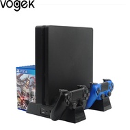 Vogek PS4/PS4 Slim/PS4 Pro Dual Controller Charger Console Vertical Cooling Fan Stand Disc Charging