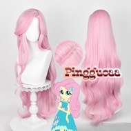My Little Pony Fluttershy Princess Cosplay Wig 100cm Long Pink Curly Heat Resistant Synthetic Hair