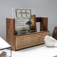 Tomood/ 土與木之間 胡桃木- 手工實木籐編置物架 收納盒(L)