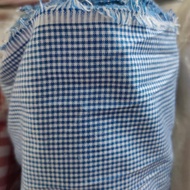 bahan kain kotak catur kecil 1.5M biru meteran yard gulungan