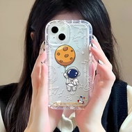 Photo frame airbag case for iphone 14promax 11 13 12 7Plus X XS Max cosmonaut planet cover