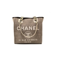 Chanel Grey Mixed Fibers Small Deauville Shopper Tote Bag