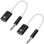 2Pcs Kabel Audio 3.5mm Lelaki ke Perempuan Type-C, Kabel Analog 3.5mm, Penyesuai Penukar Type-C untu