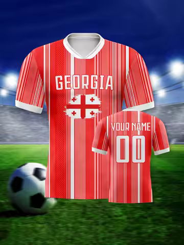 Custom Georgia Soccer Shirt Personalized Printed Name Number Football Team Jersey Football Top Gifts