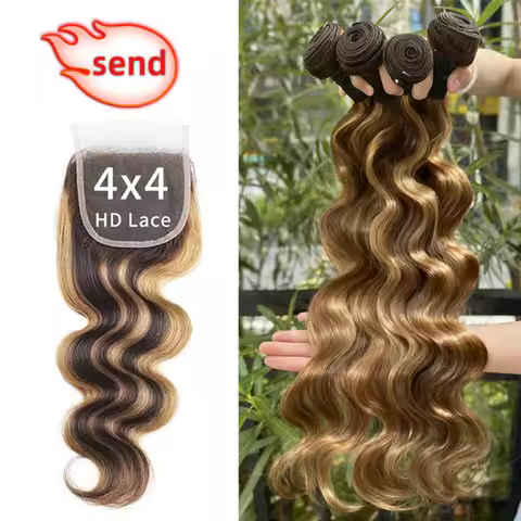 16A P4/27 Body Wave Highlight Bundles Human Hair 30 Inch 100% Unprocessed Colored Raw Human Hair Ext