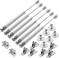 ARNCR 6 Pcs Gas Struts for Heavy Lid Gas Strut Lift Support 200N Heavy Duty Shocks Soft Close Stay Hinge for Bed Kitchen Cabinet Cupboard Door Handle Toy Box Hinge with Screws