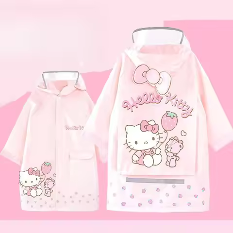 Sanrio Cinnamoroll Cartoon Rain Poncho Backpack Cover My Melody Heavy Rain Resistant Hangyodon Hello