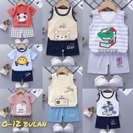 Set Singlet Seluar Pendek Satu Tahun Sleeveless Short Baju Bayi Clothing New Born Infant Anak Lelaki
