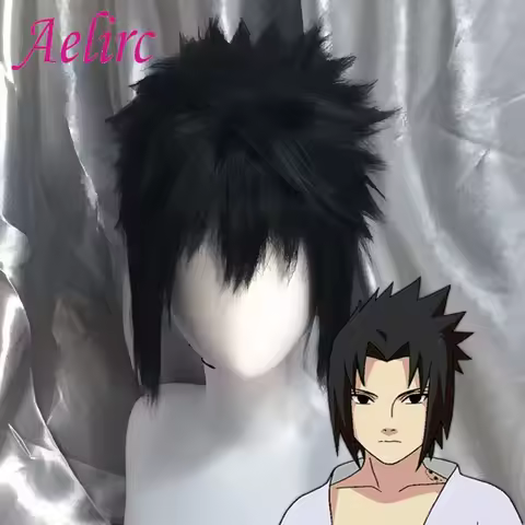 HOKAGE NINJA Sasuke Cosplay Wig Anime Coser Synthetic Short Straight Wig High Quality Heat Resistant