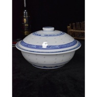 Jingdezhen Blue White Porcelain Soup Bowl with Lid Exquisite Noodle Bowl with Lid Instant Noodle Bow