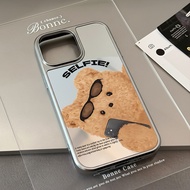 case for iphone xr 11 12 13 14 15 16 pro max plus air back cover photo-taking bear pattern mirror pa