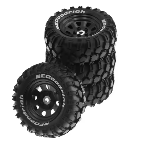 AM-4Pcs 93mm Metal 1.9Inch Beadlock Wheel Rim Rubber Tire Set for 1/10 RC Crawler Car ,12mm Adapter,