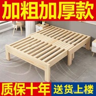 QM🍅 Solid Wood Sofa Bed Retractable Single Bed Push-Pull Dual-Use Tatami Foldable Lunch Break Multi-Function Bed Folding