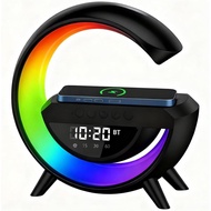 G-Shaped LED Wireless Charging Speaker, 15W Fast Charging Alarm Clock with 13 Lighting Modes, Blueto