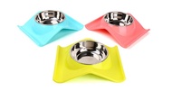 Anti-Slip Candy Color Pet Dry Food Dog Cat Bowls Stainless Steel Pink Blue Green Color Dog Bowls Dog