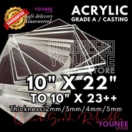 10 x 22 inches to 11++ inches acrylic sheet with 2mm, 3mm 4mm and 5mm / transparent akrilik