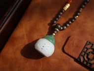 天然和田玉羊脂玉雕刻香囊吊墜 一級白 鏤空雕刻 可打開放香丸