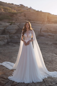Cape Wedding Dress Chiffon Wedding Dress Rustic Wedding Dress White Chiffon Dress Wedding Dress Cape
