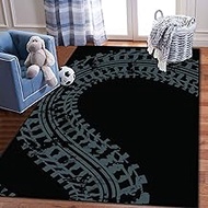 Kids Play Area Rugs Grunge Black tire Track 3D Carpet Extra Large Rug Kids' Bedroom Playroom Nursery
