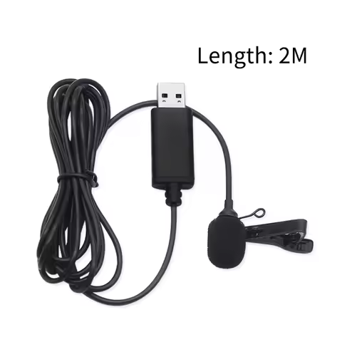 Portable USB Mini Microphone 2m Lapel Lavalier Mic Clip-on External Buttonhole Microphones for Lapto