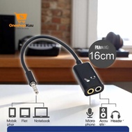Microphone Headphone Audio Splitter 3.5mm to 2x3.5mm 16cm - FA297