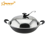 MND 42cm No Chemical Coating Health Non-Stick Cast Iron Wok With Lid