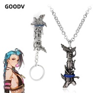 GOODV Jinx Keychain, Arcane LOL Arcane Necklace Jewelry, Fashion Metal Game Accessories Game League 
